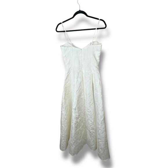 Lulus NWOT Meet For Tea White Woven Jacquard Corset Bustier Midi Dress Small - Picture 9 of 11